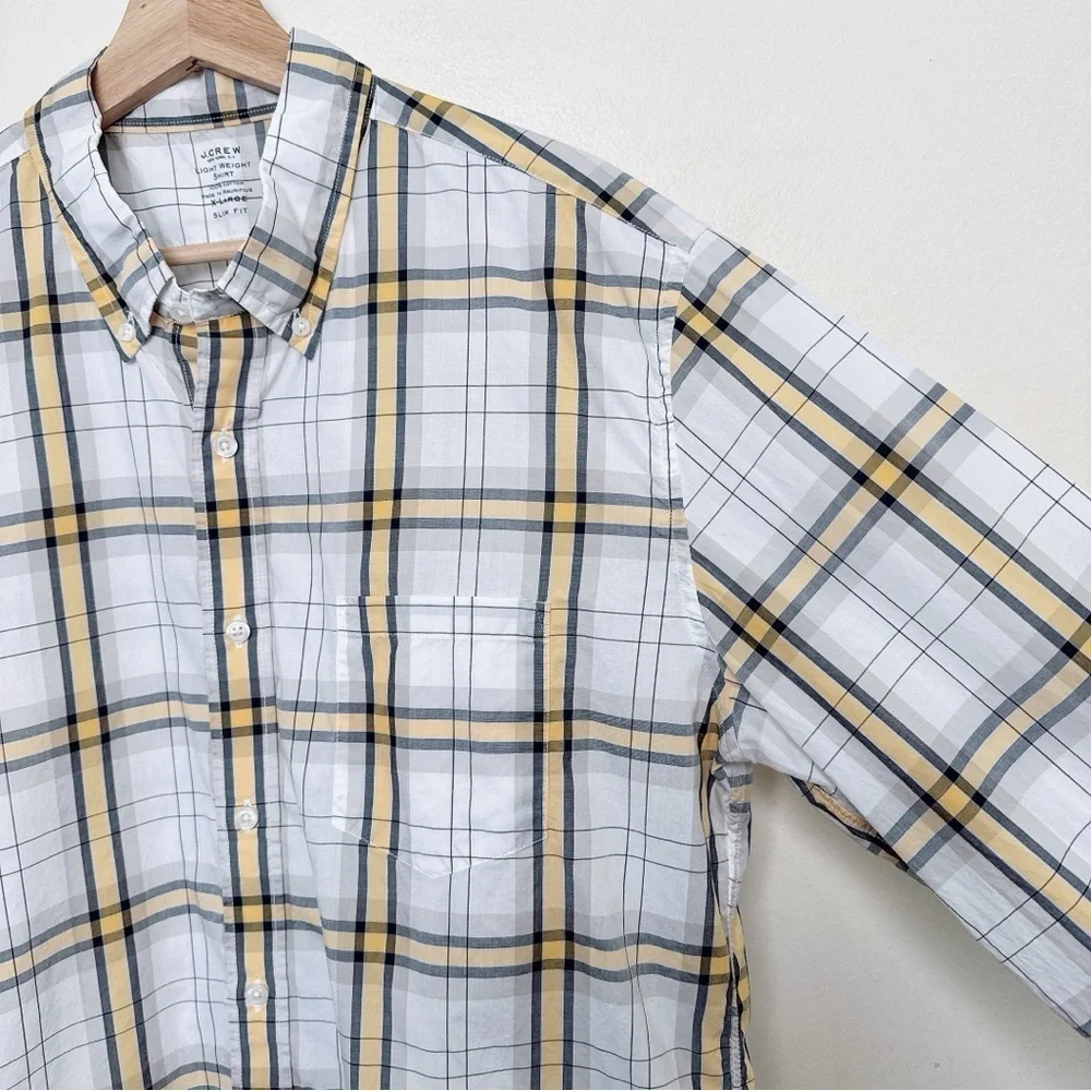 J.crew Mens XL Plaid Light Weight Slim Fit Shirt